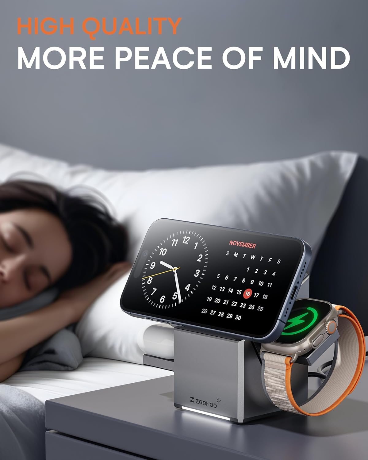 ZEEHOO 3 in 1 Charging Station for Apple, Mag-Safe for iPhone Charger