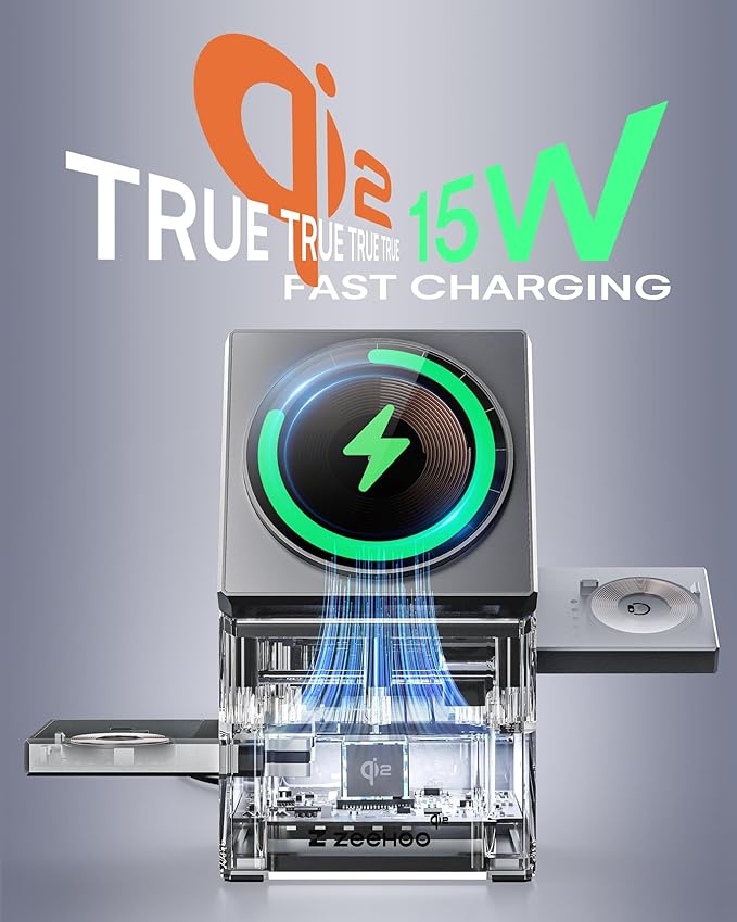 ZEEHOO 3 in 1 Charging Station for Apple, Mag-Safe for iPhone Charger